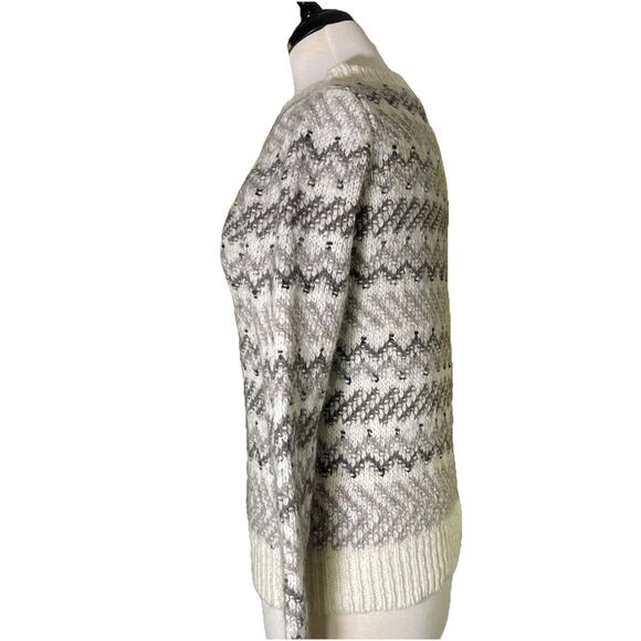 Ann Taylor LOFT Wool Alpaca Blend Crew Pullover Sweater Women’s Med Cream Gray - Picture 3 of 5